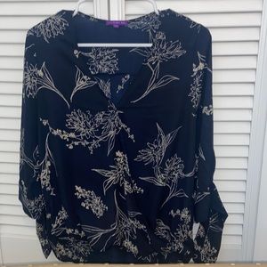 MEDIUM WEST KEI Navy Blue Floral Blouse